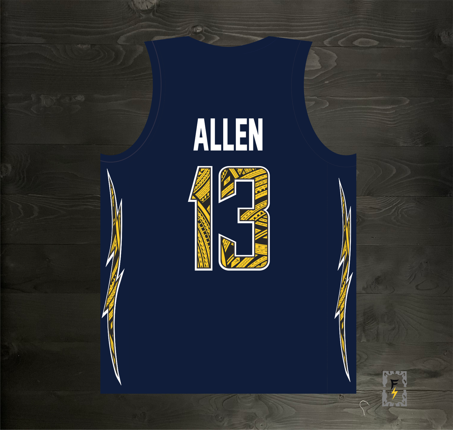 B-016m ALLEN #13 BOLTS Navy Tribalz - MADE TO ORDER