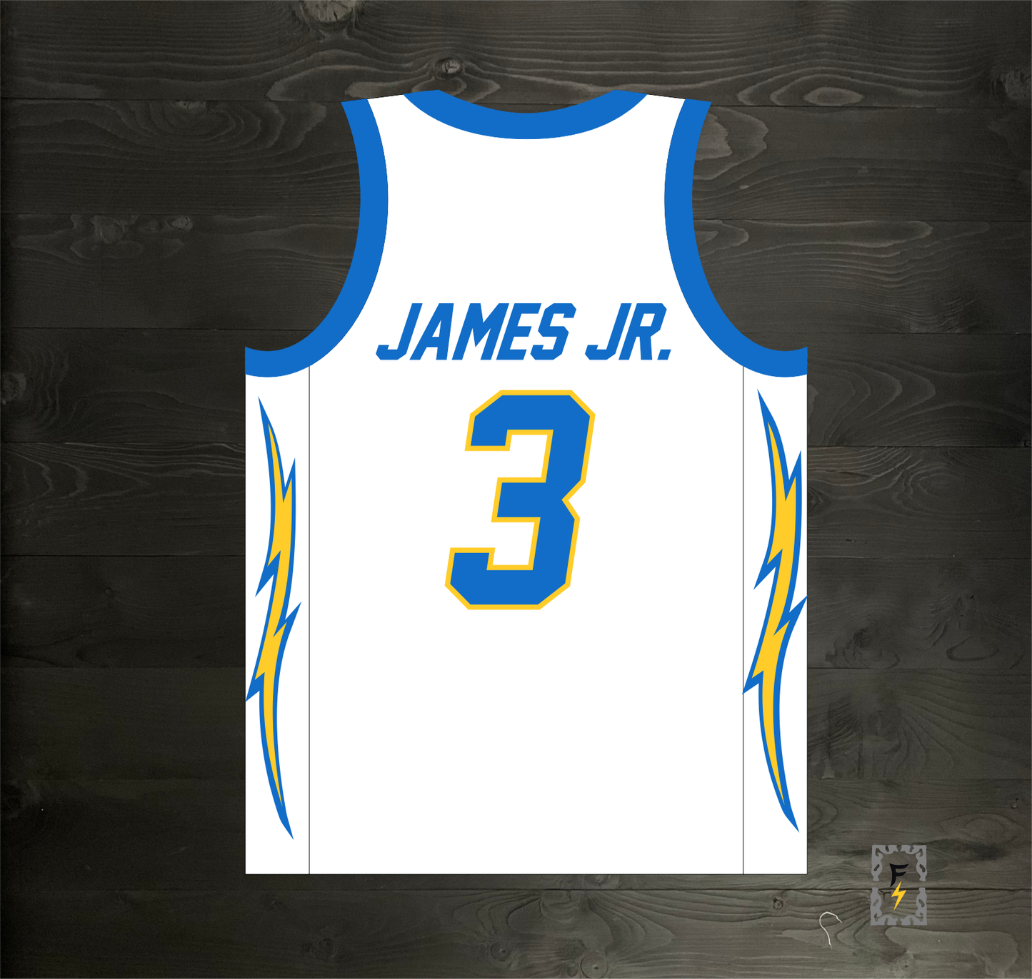 B-004m JAMES JR. #3 BOLTS White - MADE TO ORDER