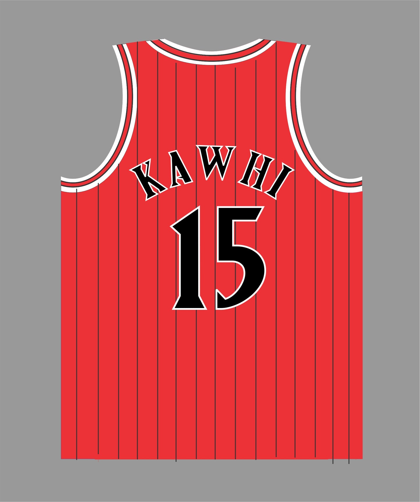 State Basketball Jersey in Red w Black Pinstripes #15 KAWHI