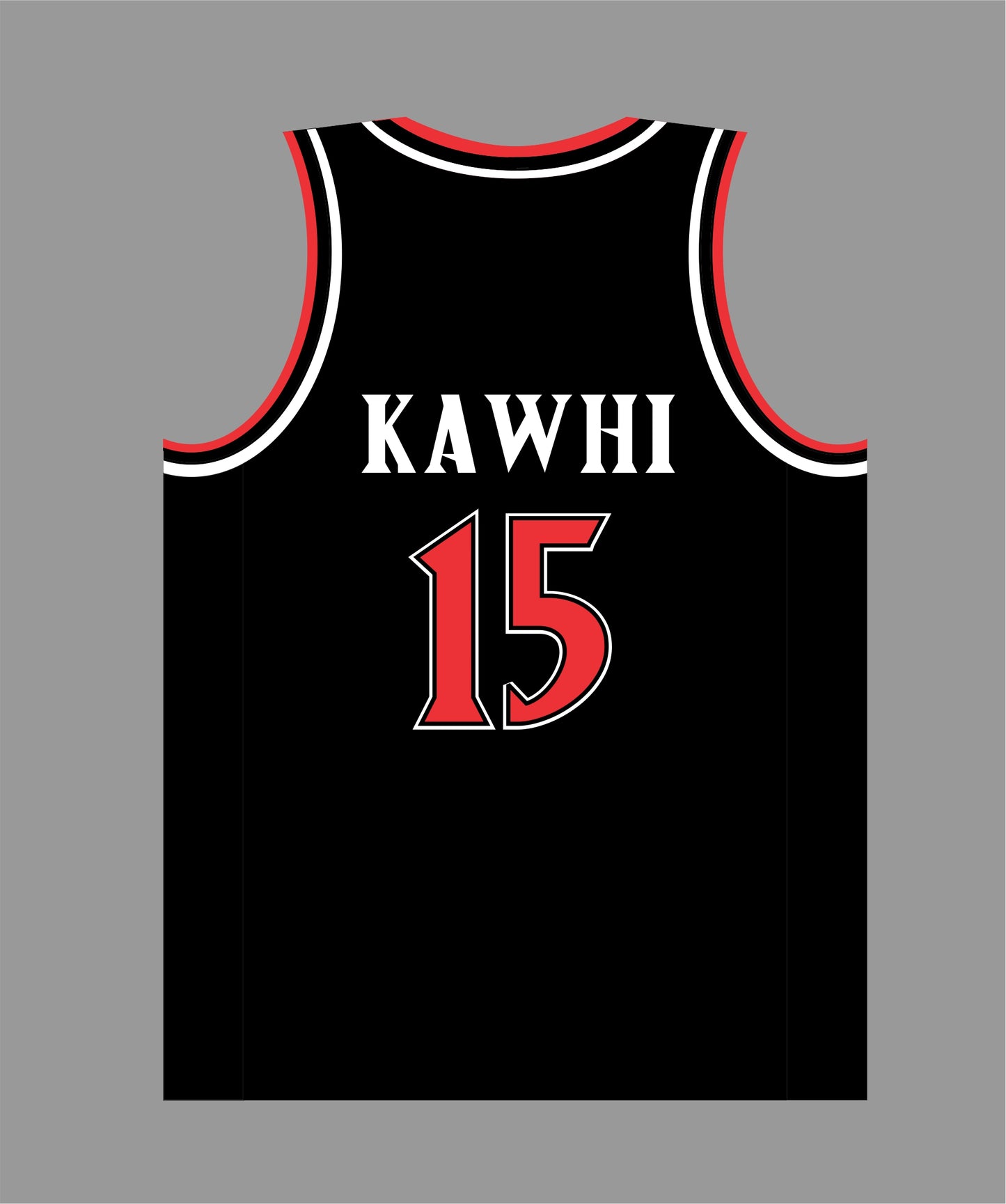 State Inspired Basketball Jersey in Black Red #15 KAWHI