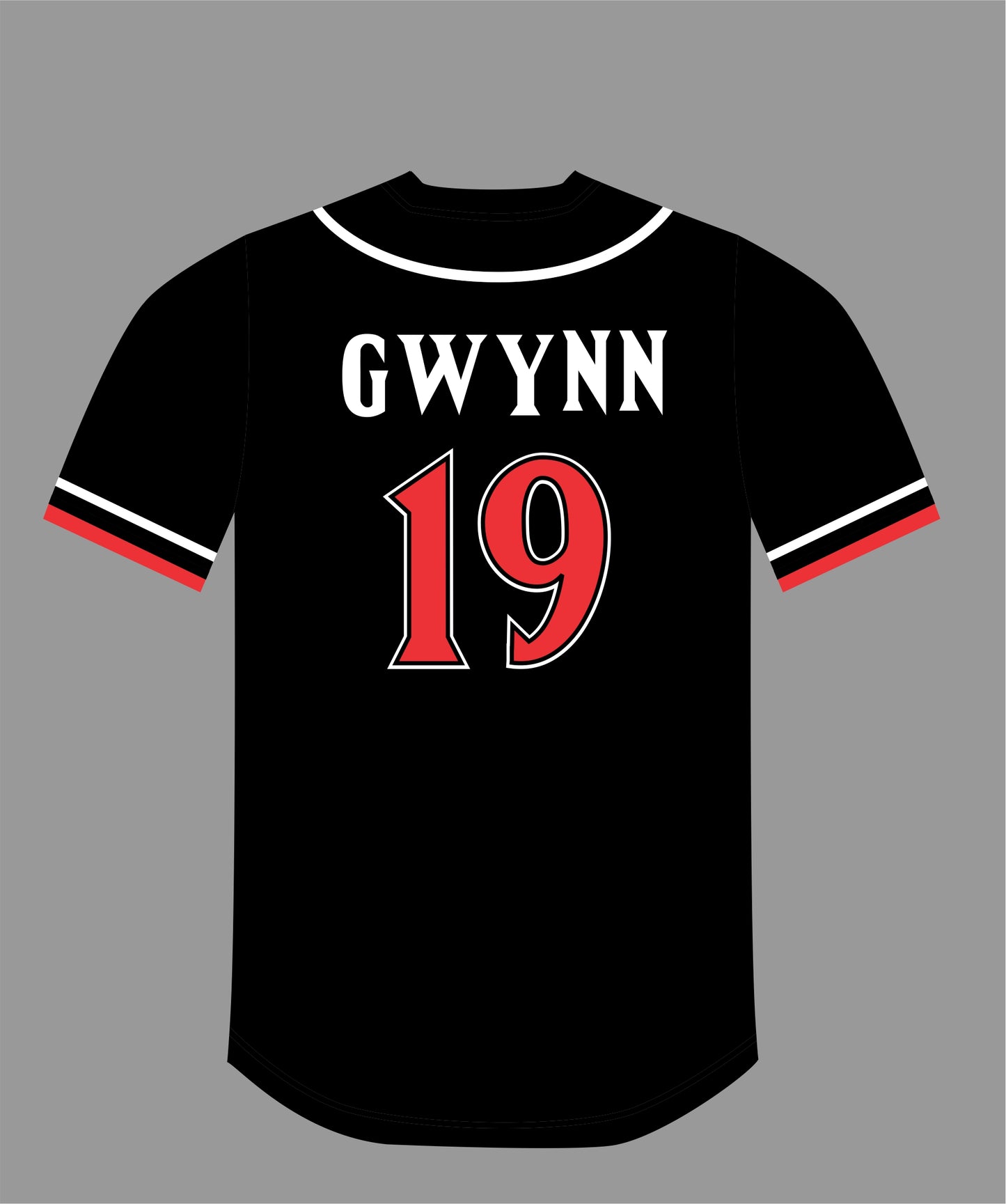 State Inspired Baseball Jersey in Black Red #19 TONY G