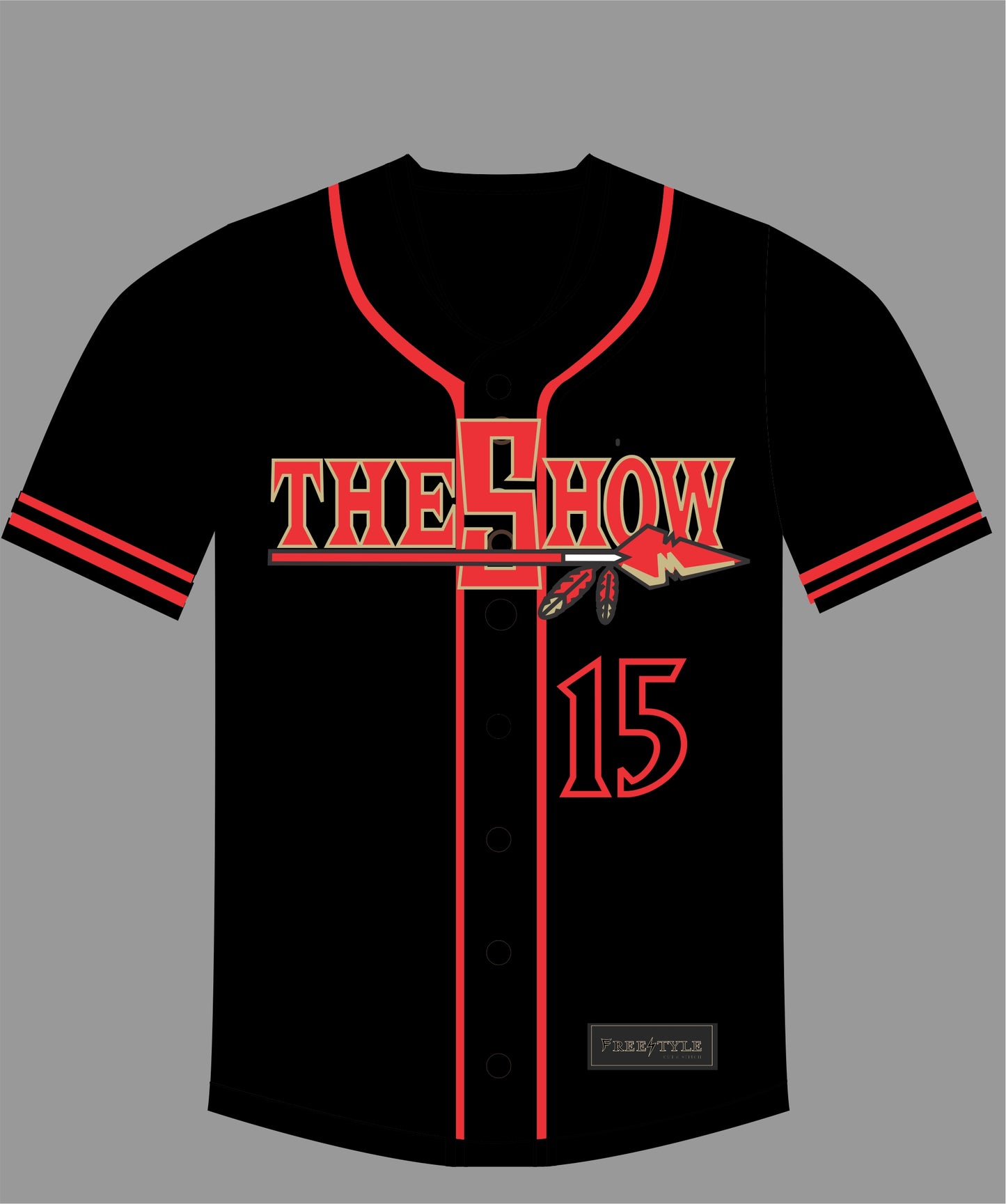 The Show Baseball Jersey in Black #15 KAWHI