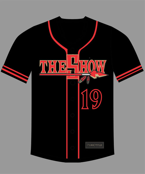 The Show Baseball Jersey in Black #19 SAN DIEGO – Free Style Cut & Stitch