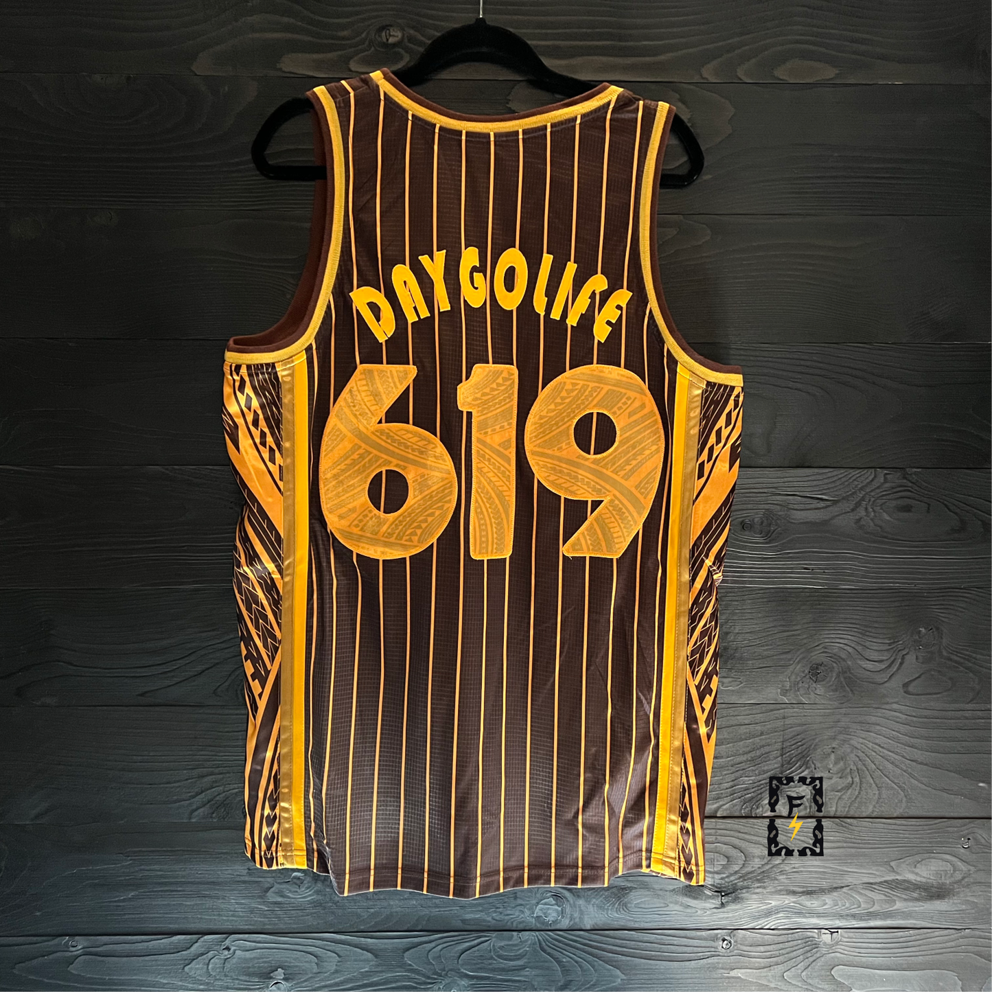 A-015m DAYGOLIFE #619 SD Friars Brown Retro Gold Pinstripes - MADE TO ORDER