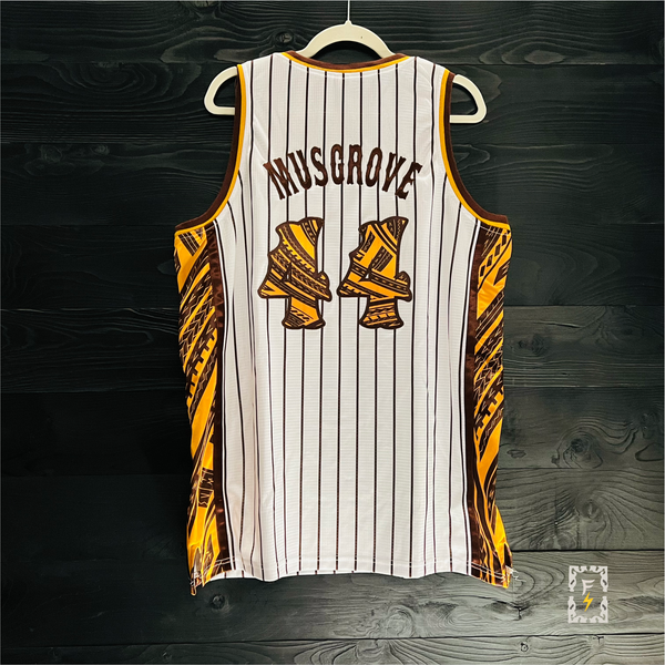 21-1008m SOTO #22 San Diego Tribalz White Pinstripes Yellow Brown