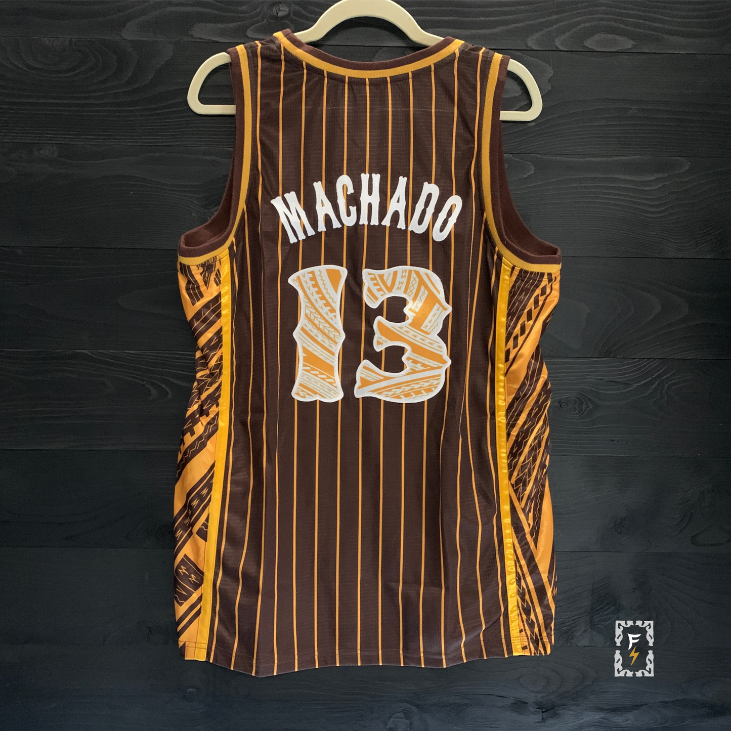 FS X SDP Fine City Friars Tribalz SLAM DIEGO Brown Yellow Pinstripes #13 MADE TO ORDER