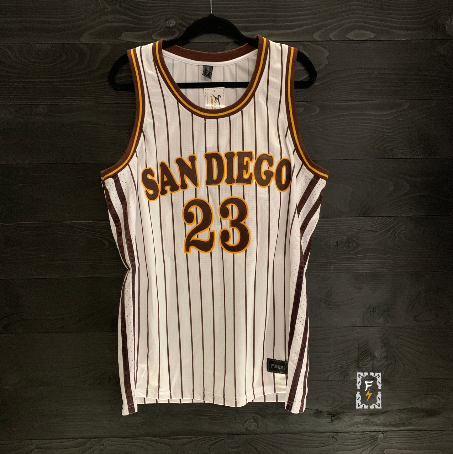 A-010m EL NIÑO #23 SD Friars Home White Brown Pinstripes 2021 - MADE TO ORDER