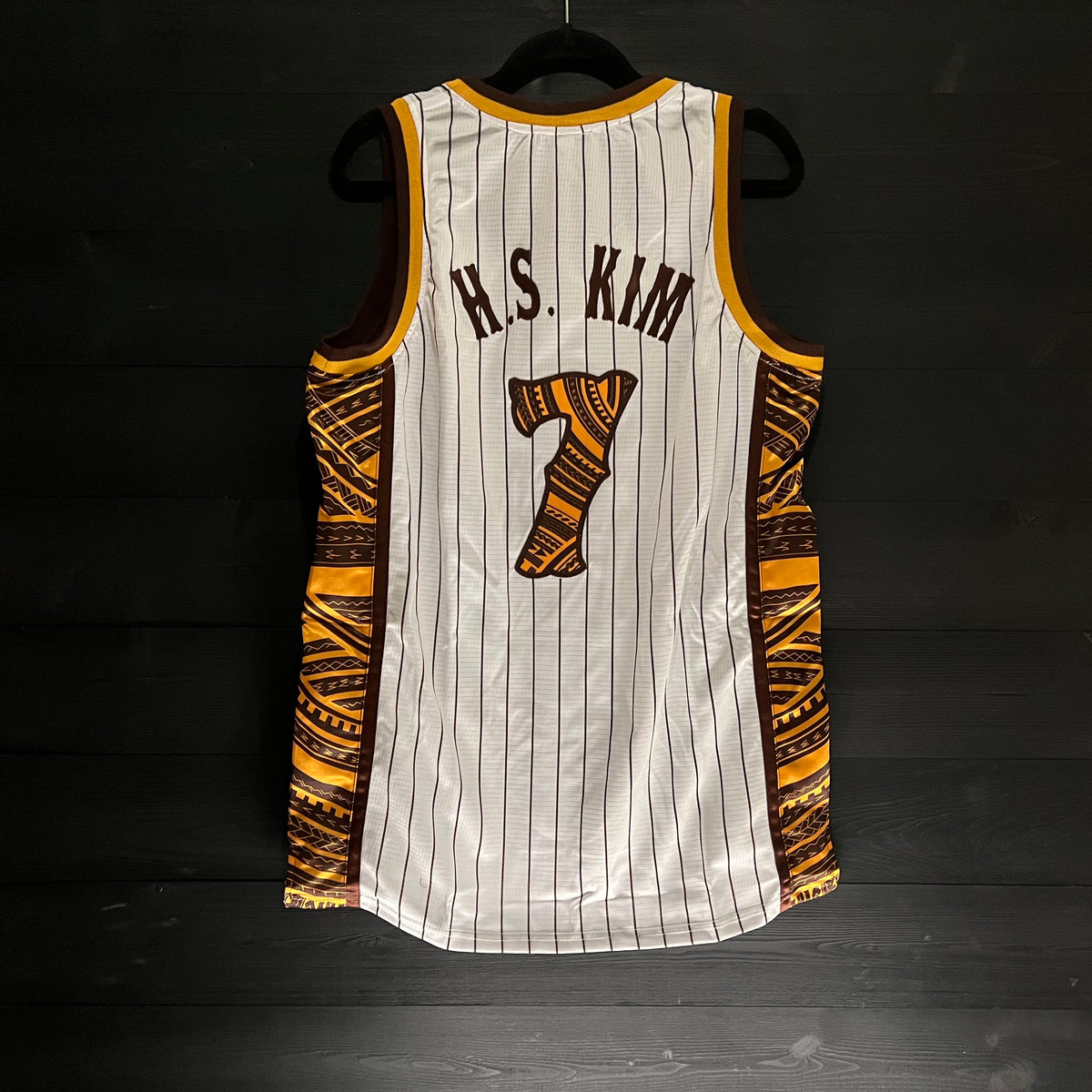 Youth #7 - White Tribal Brown Pinstripes | AY-001a