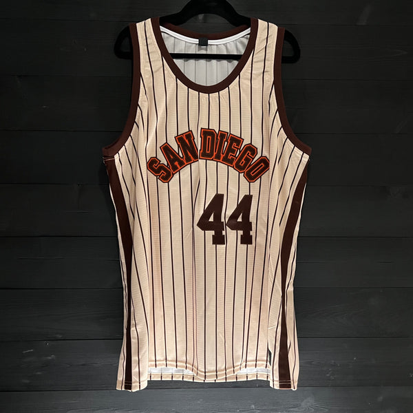 19-0002a MUSGROVE #44 San Diego Creme Brown Orange Brown Pinstripes Off Center - Available Stock