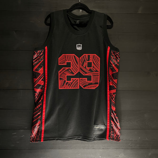 20-0004m #29 HUFANGA SF Inspired Black Red Tribal  - MADE TO ORDER