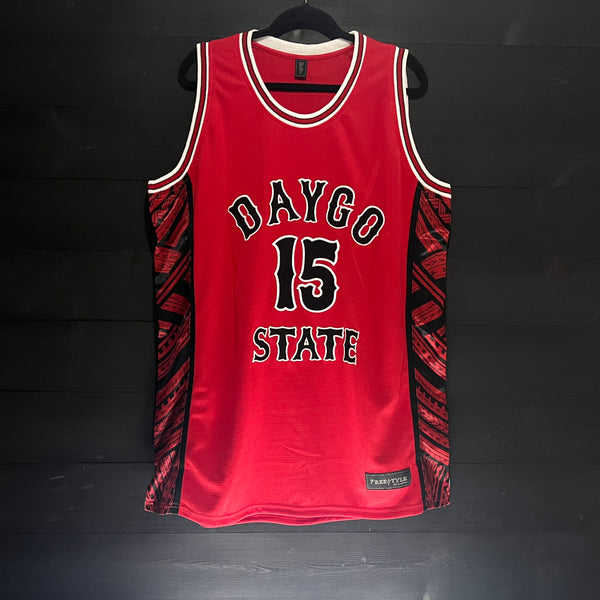 23-0105a KAWHI #15 Daygo State Hoops Red Tuscan Tribal - Available Stock