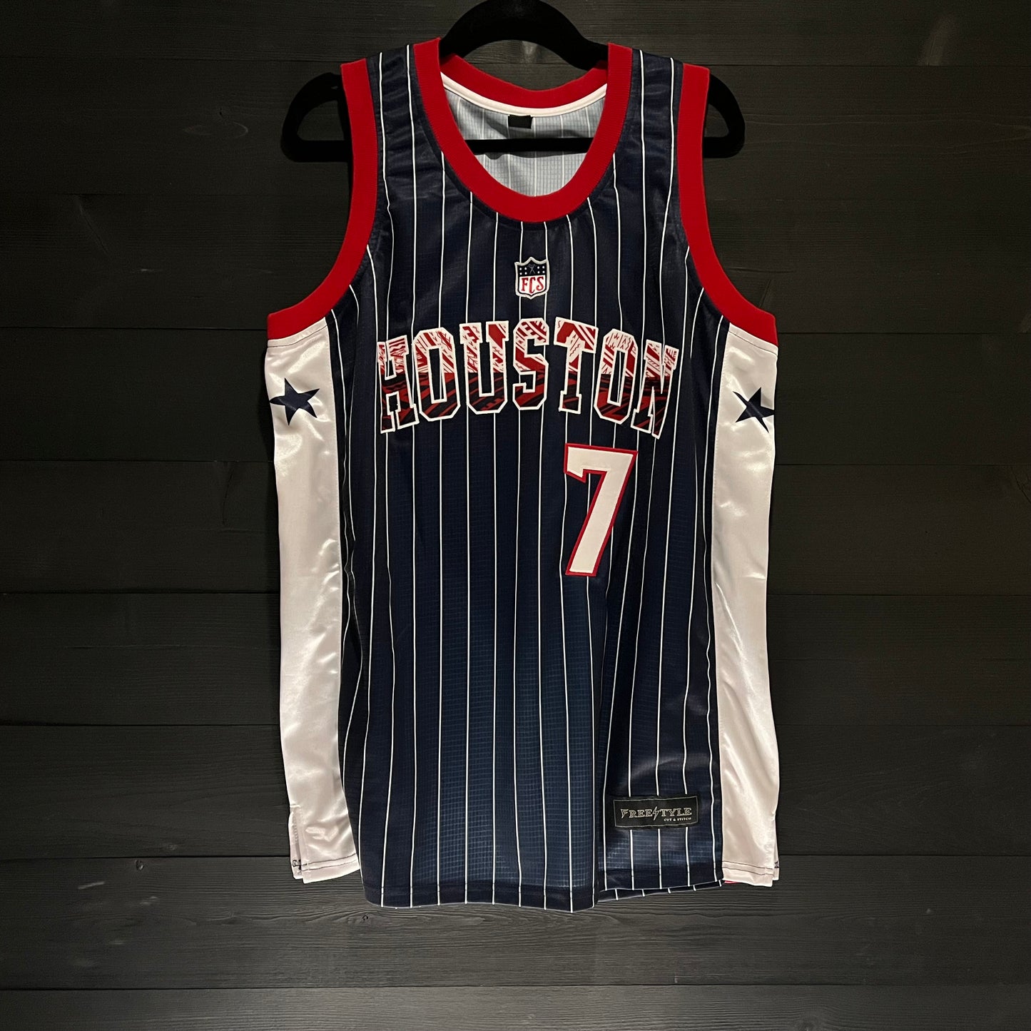 N-211m STROUD #7 HOUSTON Inspired Navy Pinstripe Tribal - Made To Order