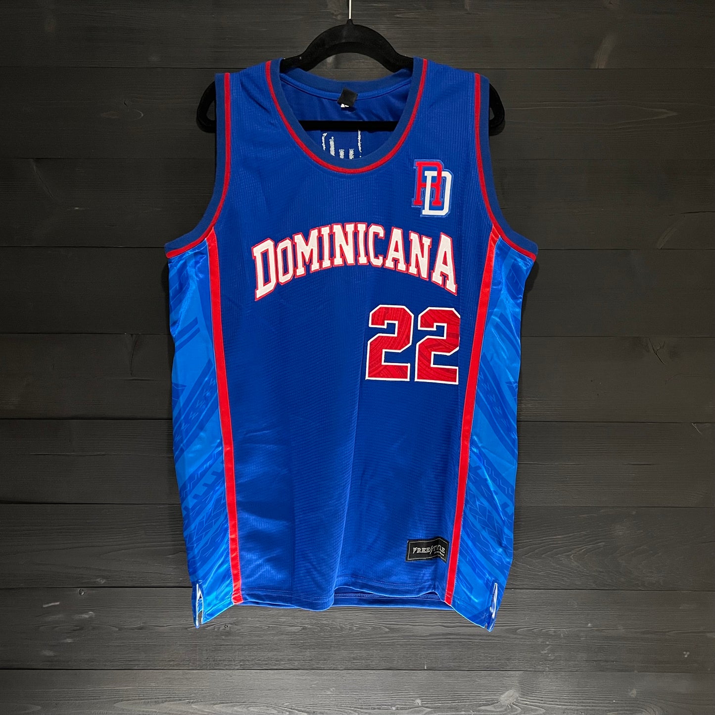 W-151a #22 Dominican Republic Royal Blue Tribal Basketball Jersey - ALL STOCK