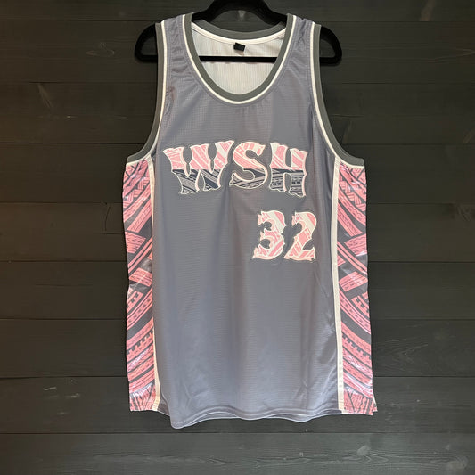 M-611m WILLIAMS #32 WSH Gray Pink Blossoms City Connect Tribal - MADE TO ORDER