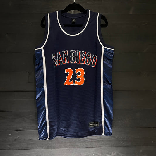 A-022m #23 Navy White Orange Tuscan - MADE TO ORDER - ALL SIZES