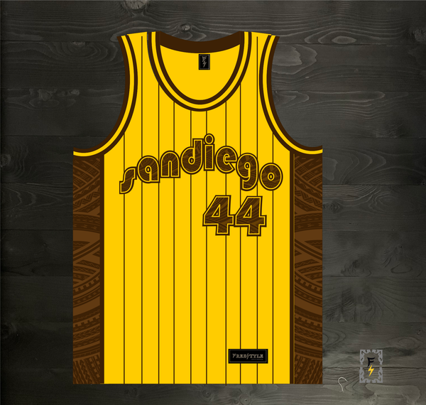 24-0019m MUSGROVE #44 SDP Retro 78 Yellow Brown Pinstripes Tribal - MADE TO ORDER
