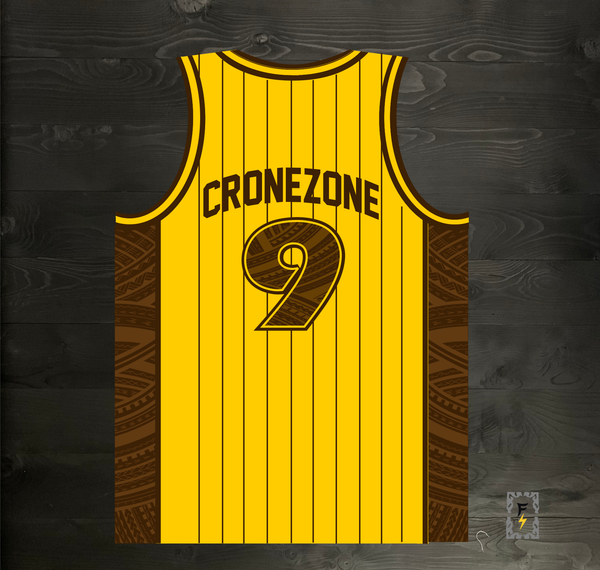 24-0019m CRONEZONE #9 SDP Retro 78 Yellow Brown Pinstripes Tribal - MADE TO ORDER