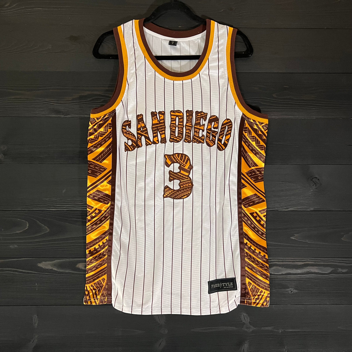 Women #3 - White Tribal Brown Pinstripes | AW-001a