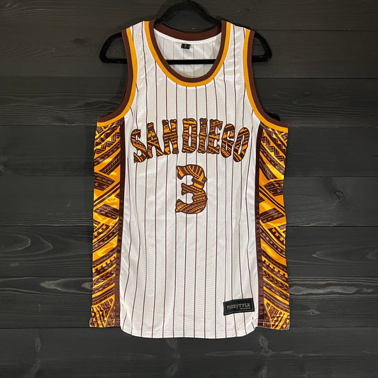 Women #3 - White Tribal Brown Pinstripes | AW-001a