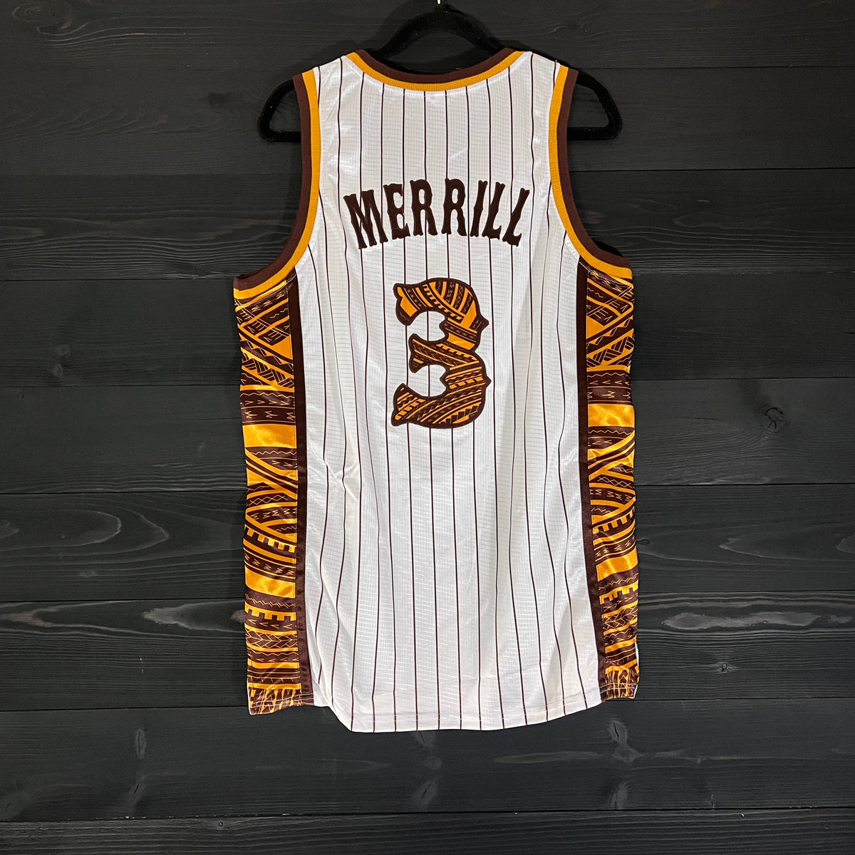Women #3 - White Tribal Brown Pinstripes | AW-001a