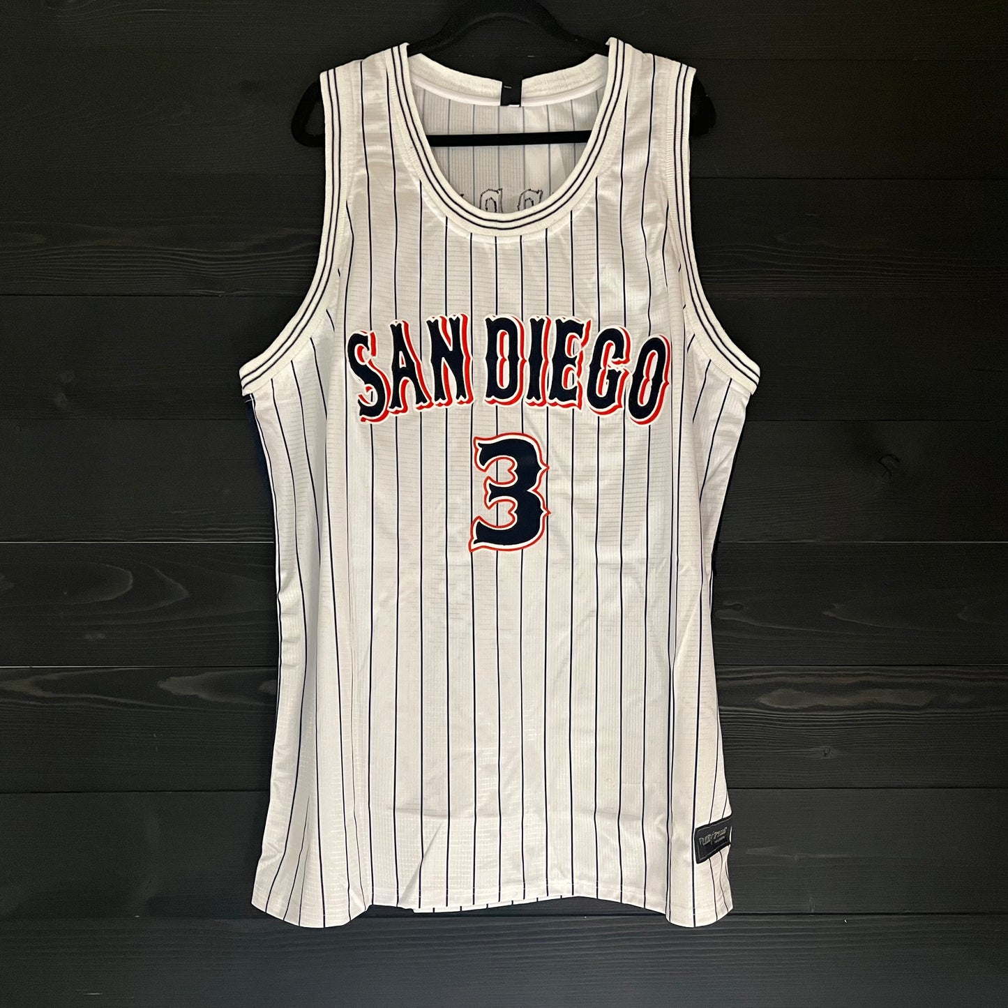 A-019m #3 White Navy Orange Pinstripes Tribalz - MADE TO ORDER - ALL SIZES