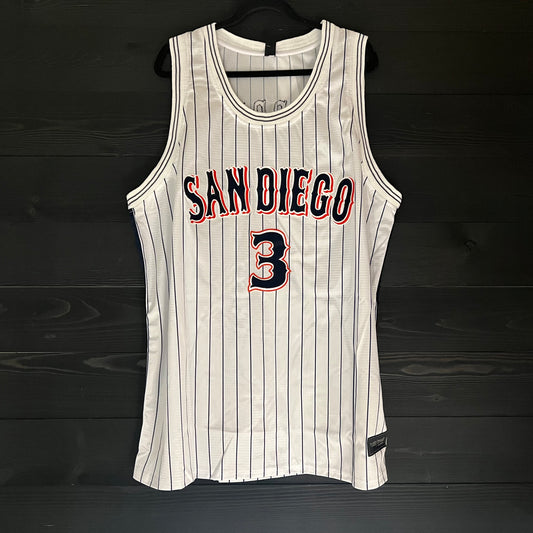 A-019m #3 White Navy Orange Pinstripes Tribalz - MADE TO ORDER - ALL SIZES