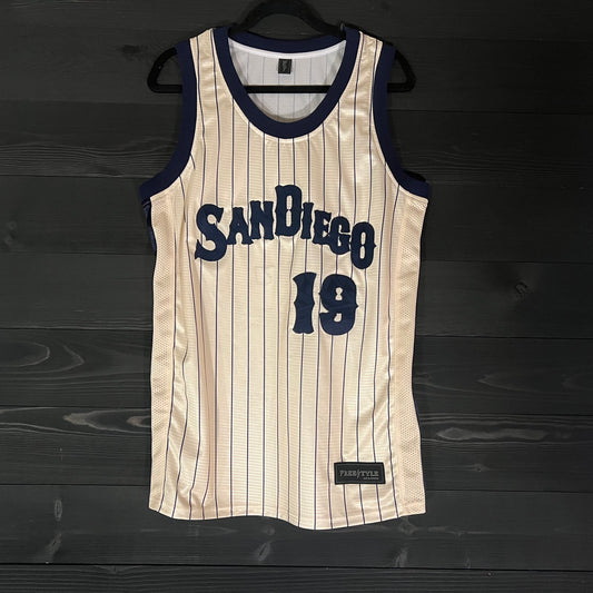 A-050a #19 T.W. Creme Navy Pinstripes - ALL SIZES