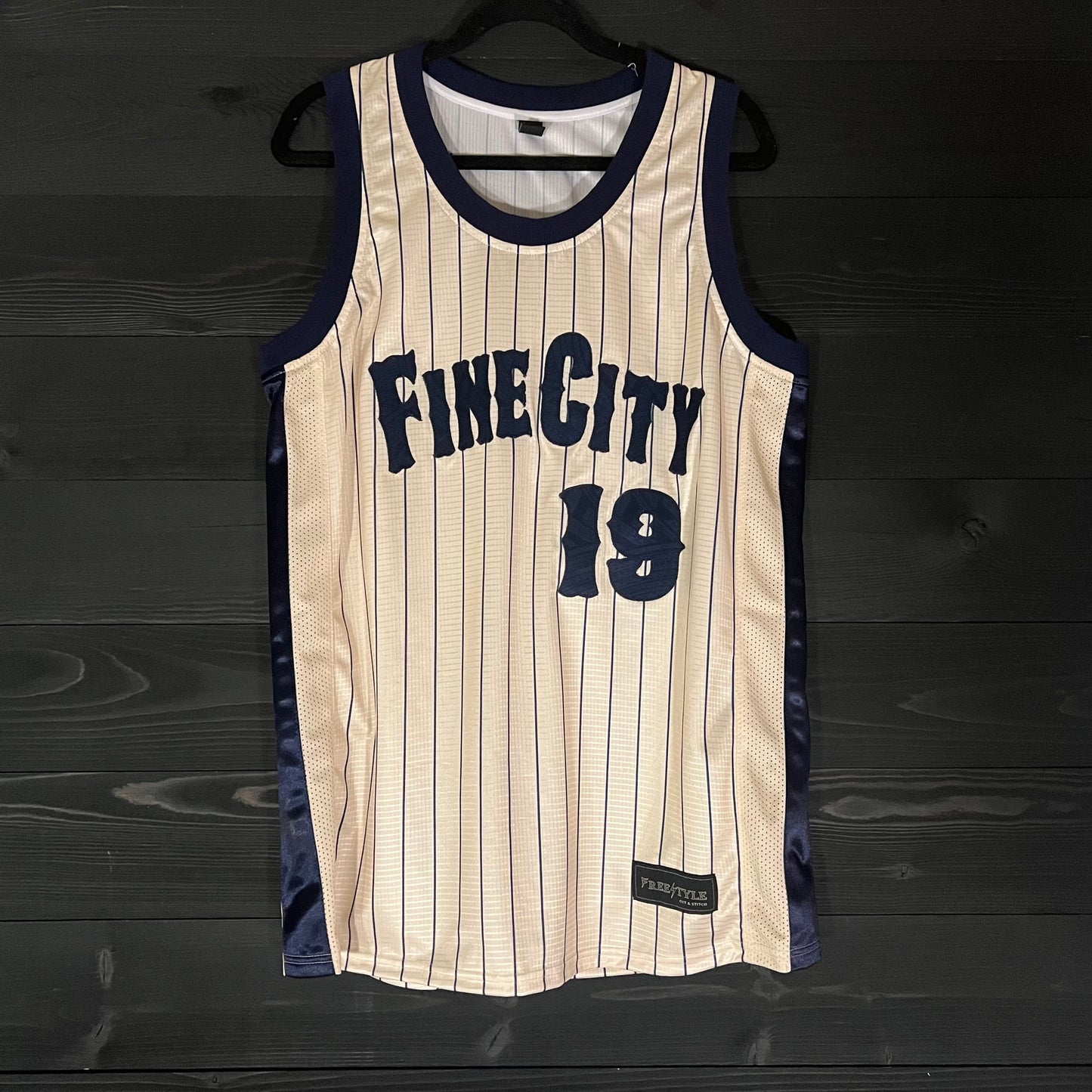 A-050a #19 FINE CITY FAITHFUL Creme Navy Pinstripes - ALL SIZES