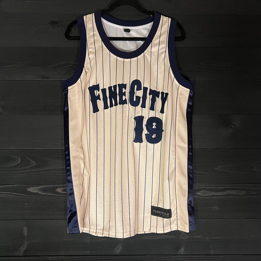 A-050a #19 FINE CITY FAITHFUL Creme Navy Pinstripes - ALL SIZES