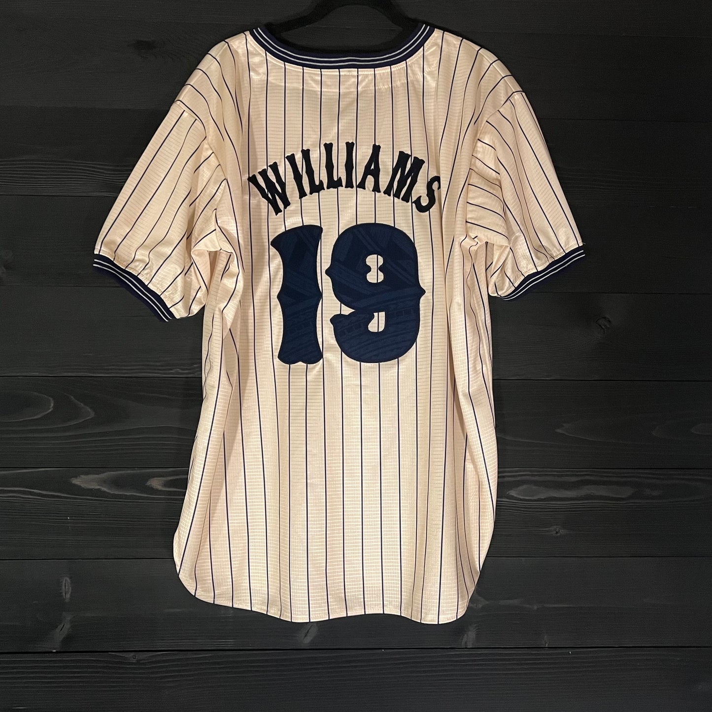 A-051a #19 T.W. Baseball Creme Navy Pinstripes - ALL SIZES