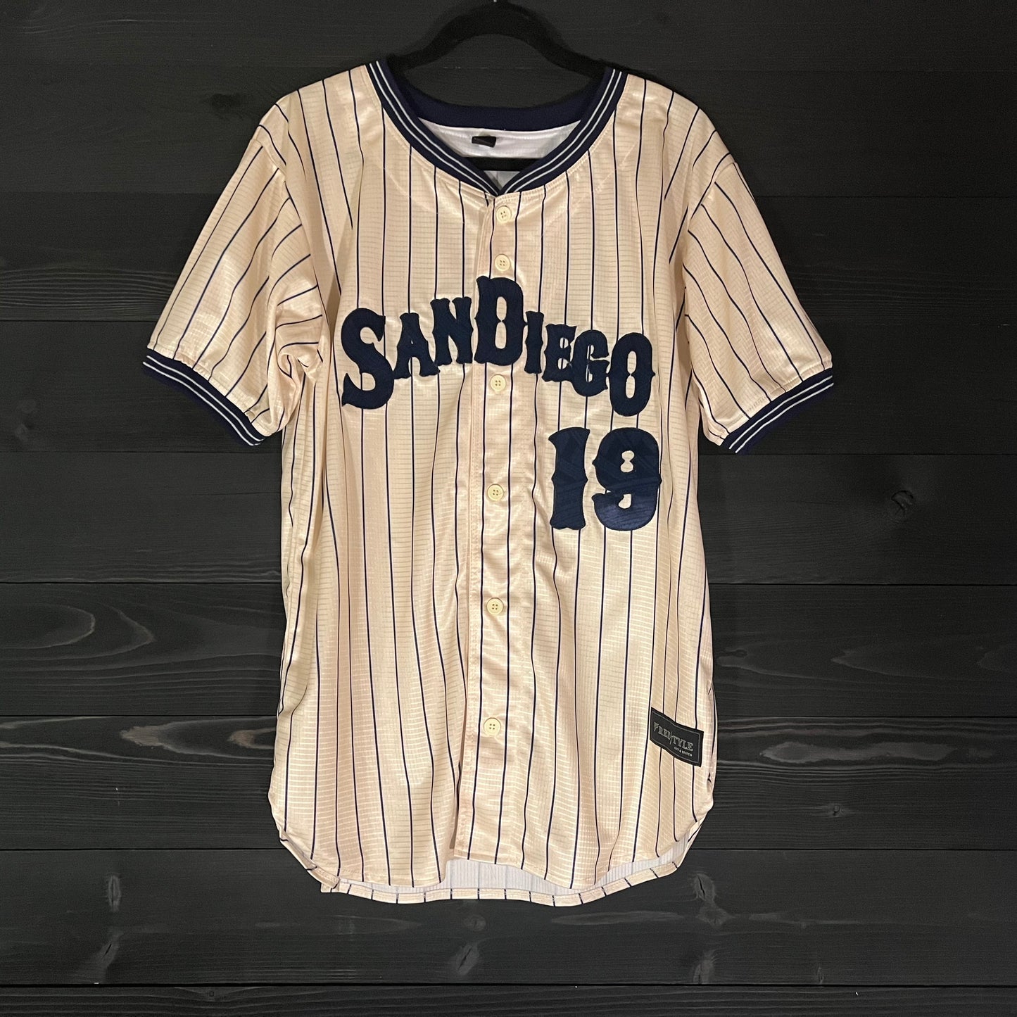 A-051a #19 T.W. Baseball Creme Navy Pinstripes - ALL SIZES