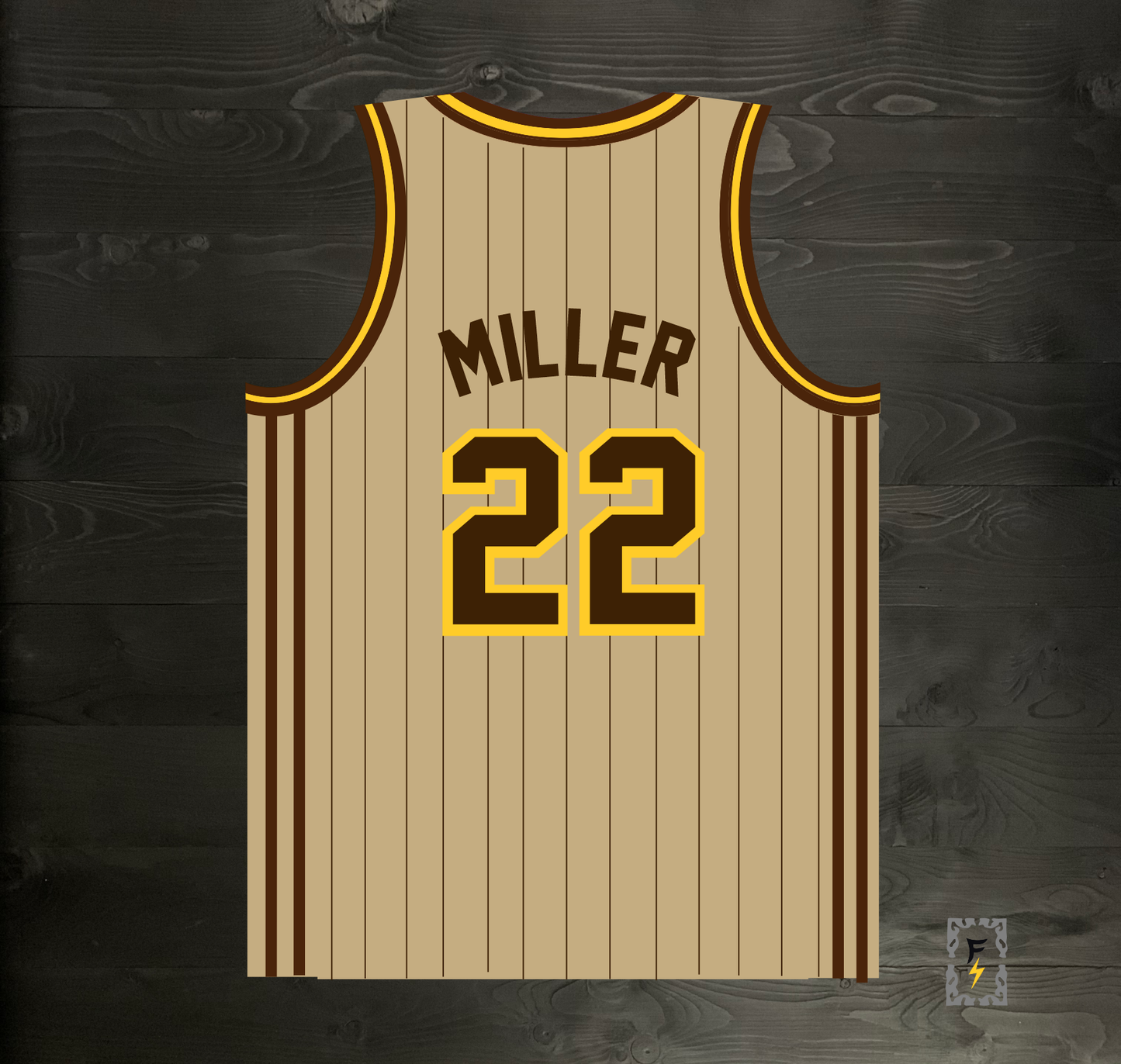 A-105m #22 Sand Brown Yellow w Pinstripes Basketball Jersey - MADE TO ORDER