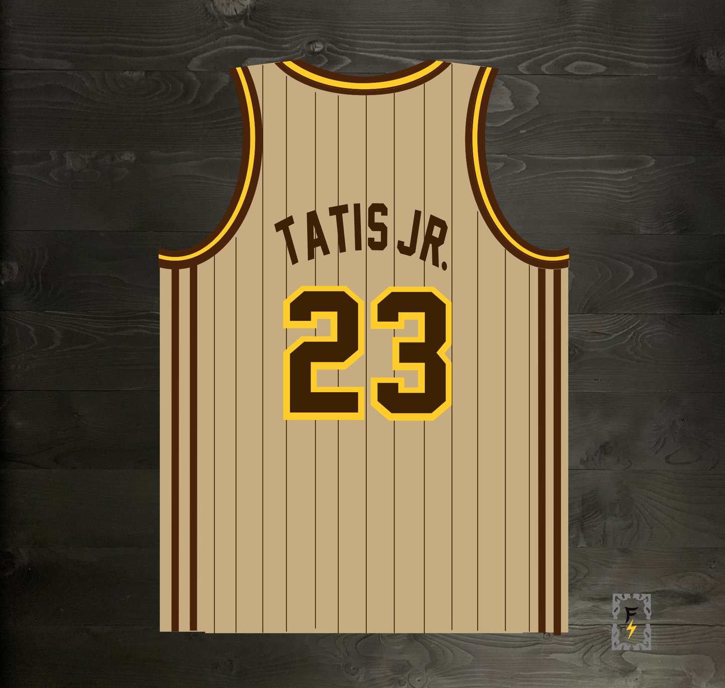 A-105m #23 Sand Brown Yellow w Pinstripes Basketball Jersey - MADE TO ORDER