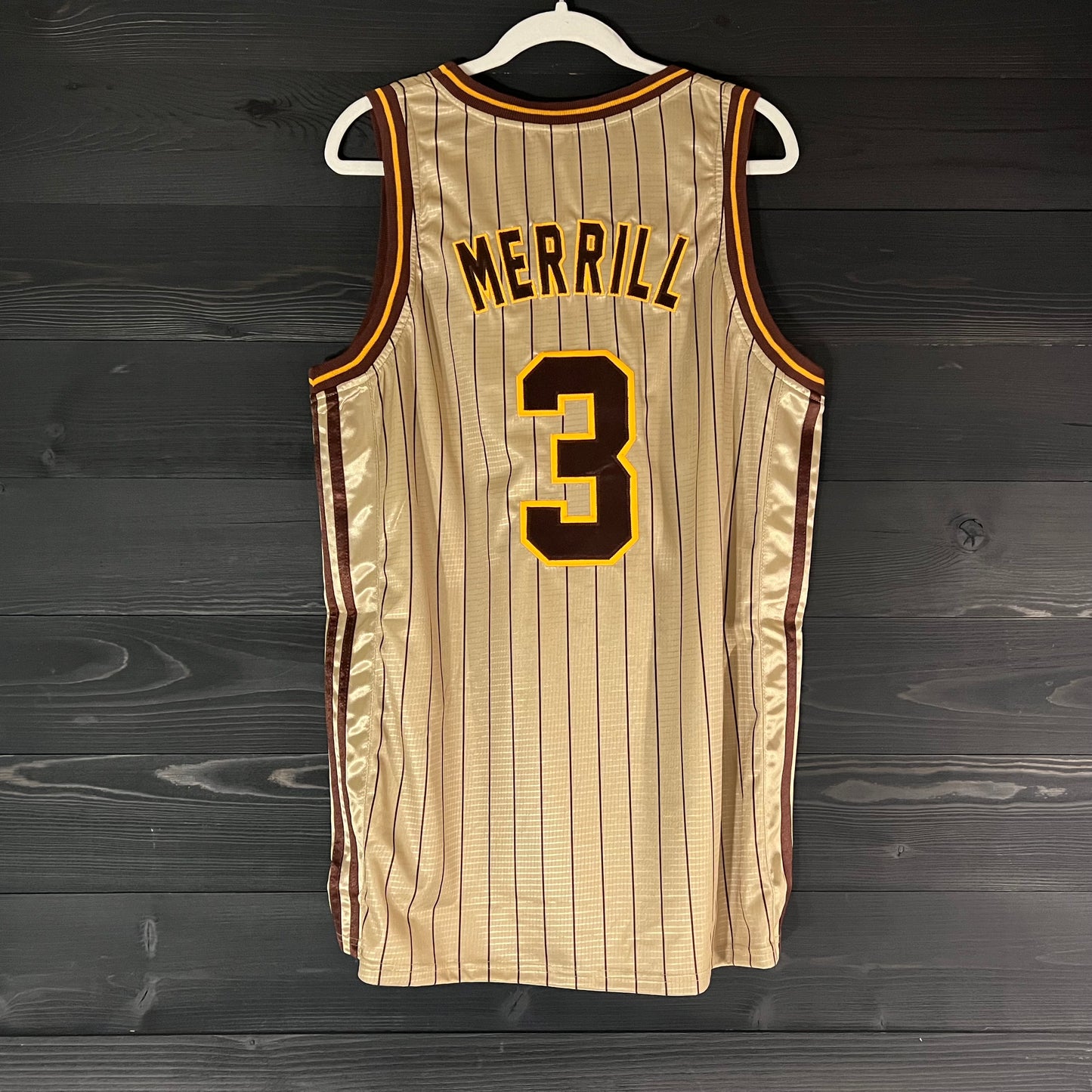A-105m #3 Sand Brown Yellow w Pinstripes Basketball Jersey - MADE TO ORDER