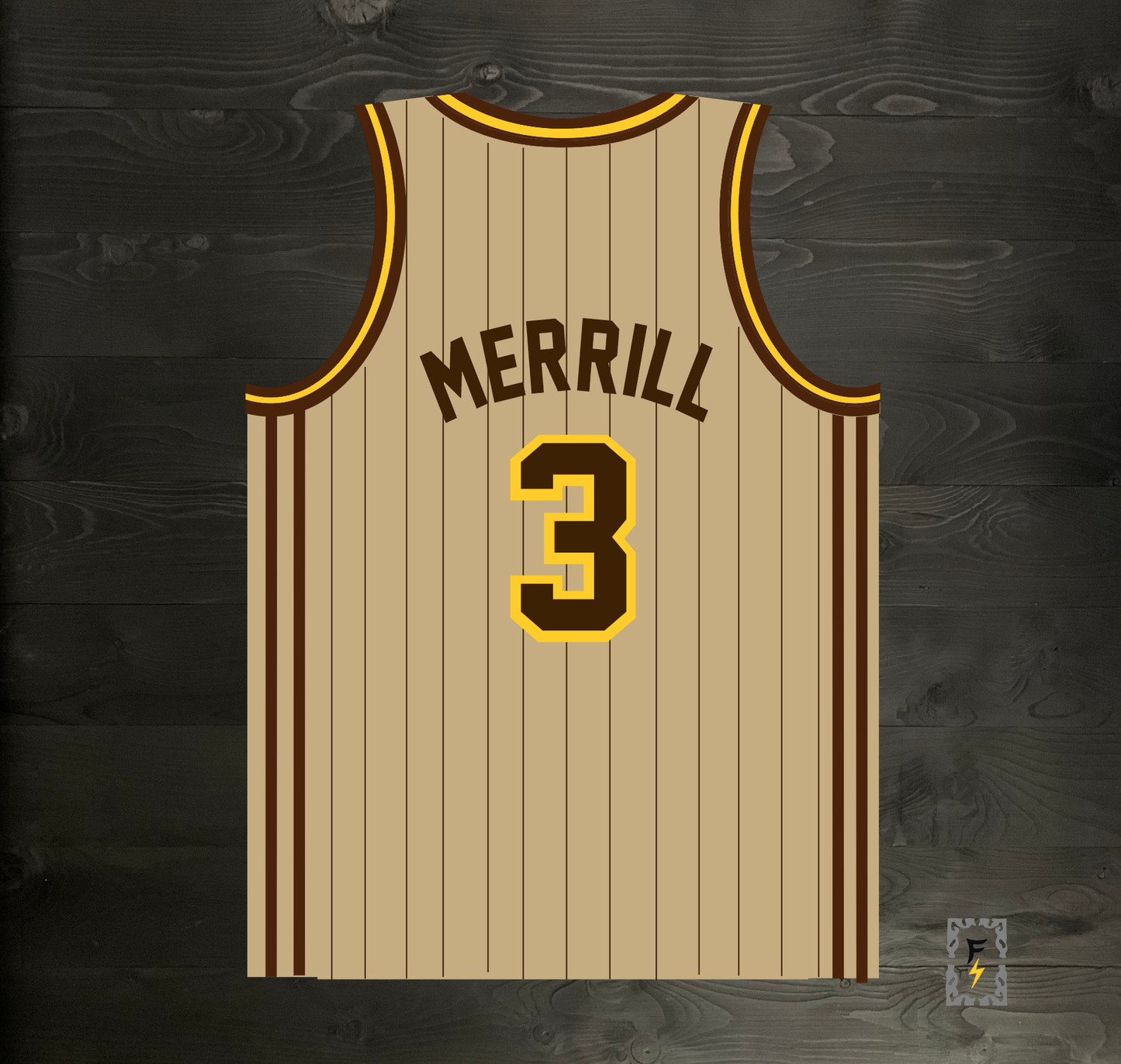 A-105m #3 Sand Brown Yellow w Pinstripes Basketball Jersey - MADE TO ORDER