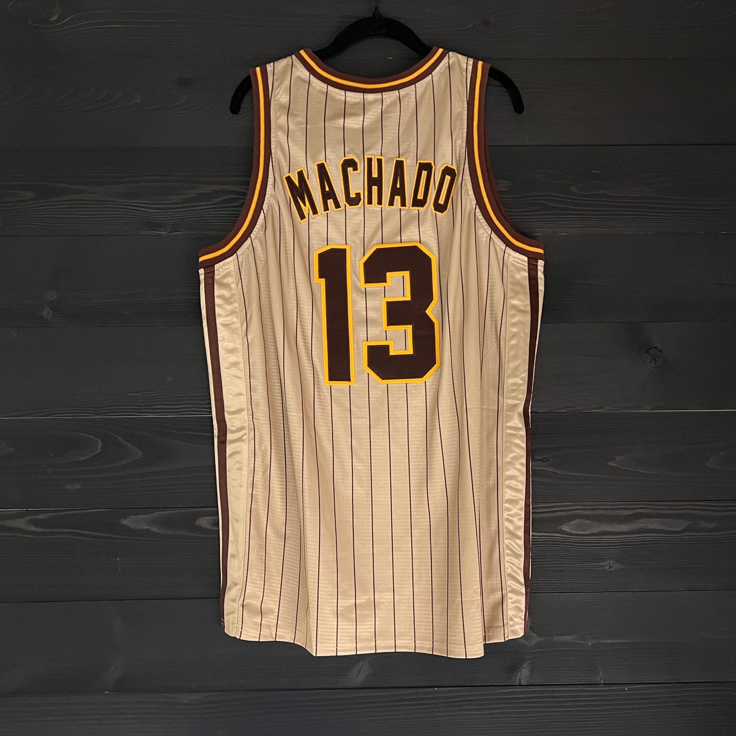 A-105m #13 Sand Brown Yellow w Pinstripes Basketball Jersey - MADE TO ORDER