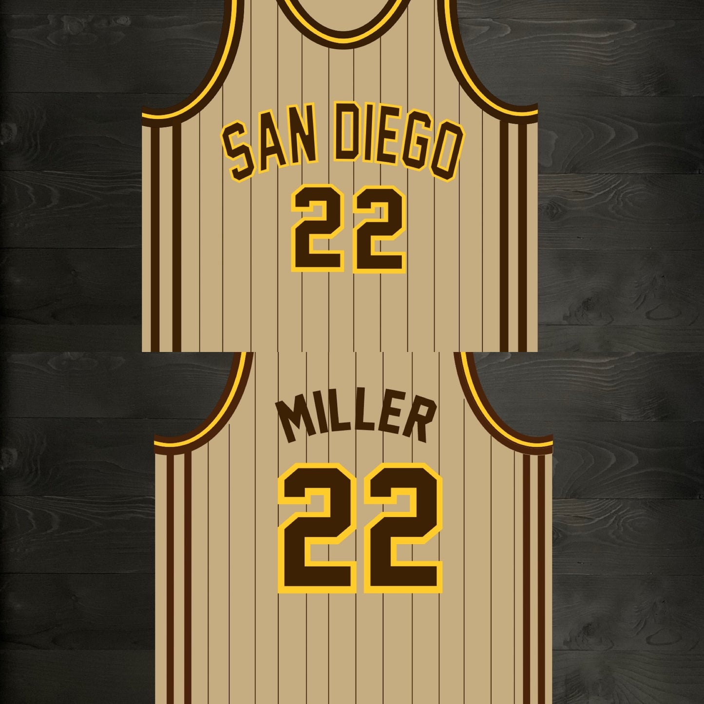 A-105m #22 Sand Brown Yellow w Pinstripes Basketball Jersey - MADE TO ORDER