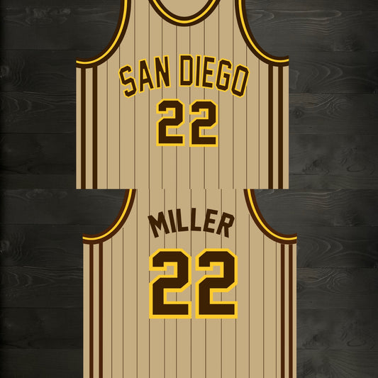 A-105m #22 Sand Brown Yellow w Pinstripes Basketball Jersey - MADE TO ORDER