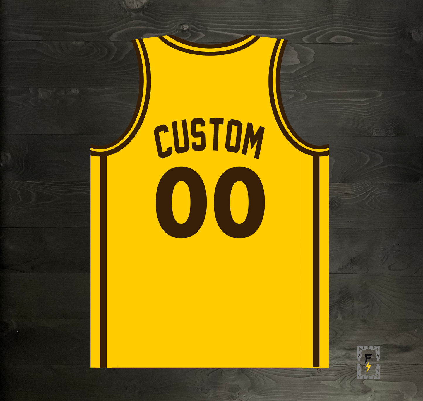 A-111m CUSTOM Name and # Yellow Brown Basketball Jersey - MADE TO ORDER