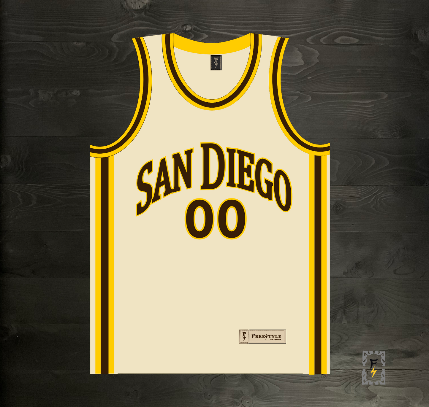 A-112m CUSTOM Name and # Creme Yellow Brown Basketball Jersey - MADE TO ORDER