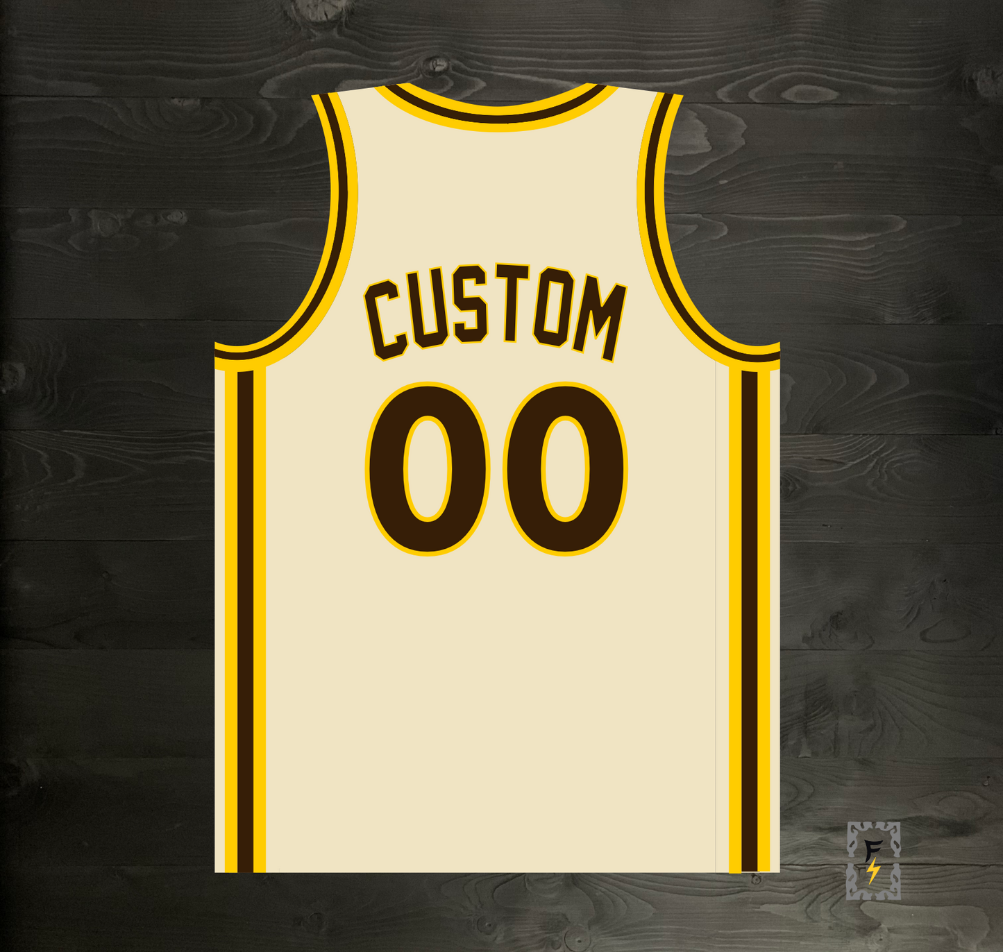 A-112m CUSTOM Name and # Creme Yellow Brown Basketball Jersey - MADE TO ORDER