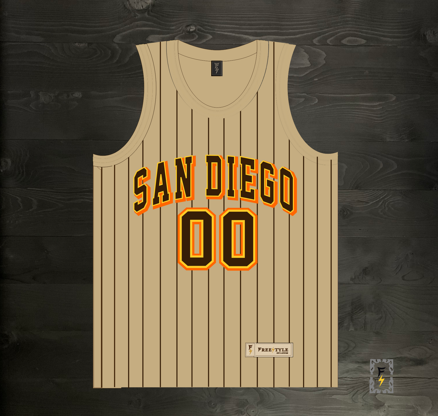 A-113m CUSTOM Name and # Sand Brown Yellow Orange w Pinstripes Basketball Jersey - MADE TO ORDER