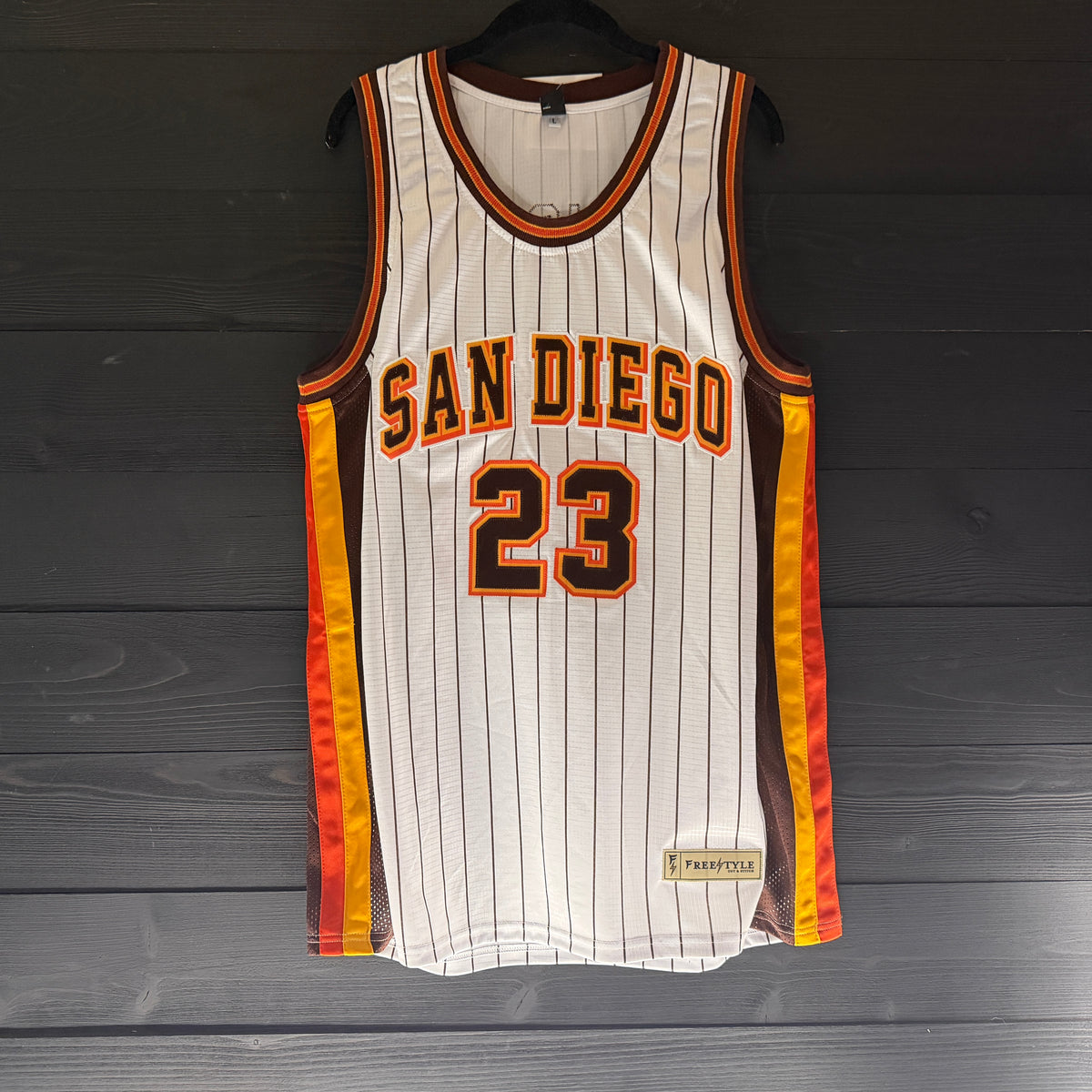 Youth #23 - White Orange Brown Pinstripes | AY-114a