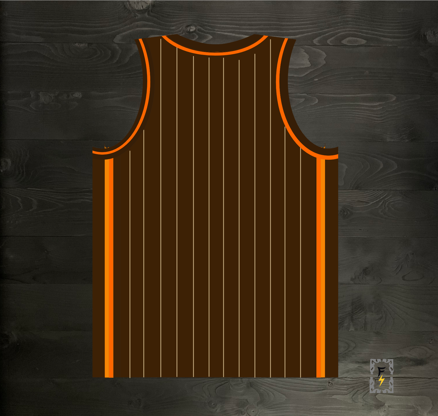 A-114m SD Brown Orange w Pinstripes Basketball Tank Top - MADE TO ORDER