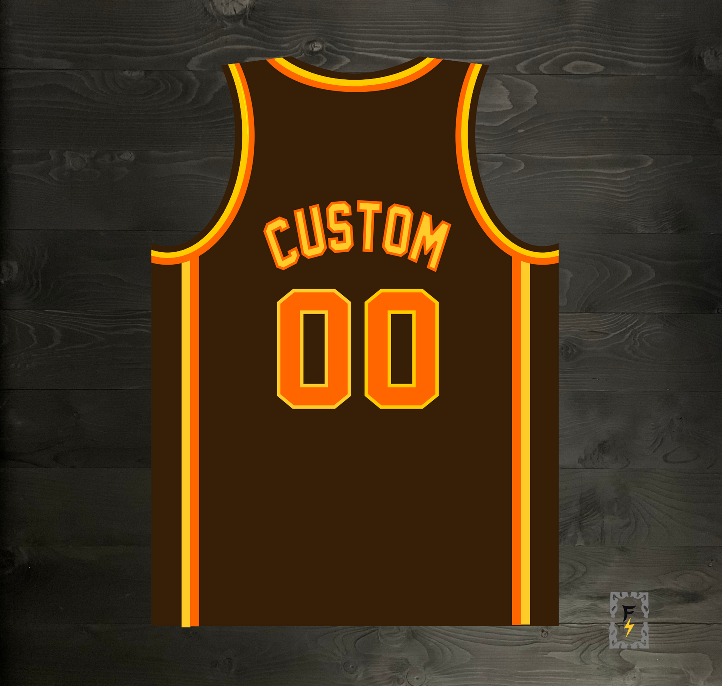 A-115m CUSTOM Name and # Brown Yellow Orange Basketball Jersey - MADE TO ORDER