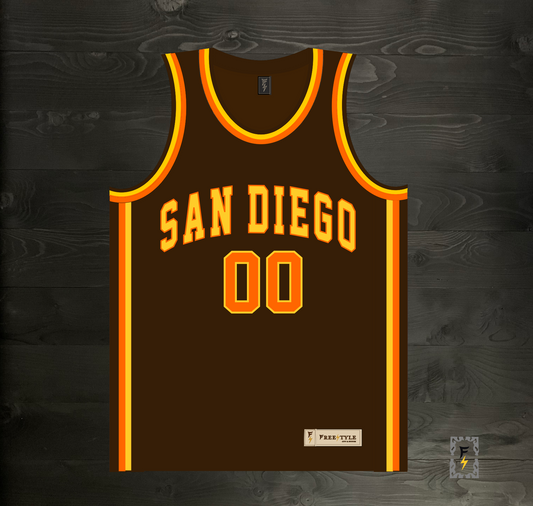 A-115m CUSTOM Name and # Brown Yellow Orange Basketball Jersey - MADE TO ORDER