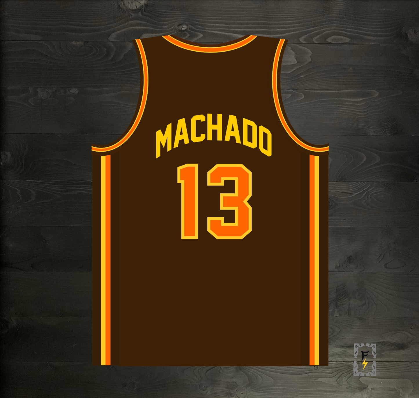 A-115m #13 Brown Yellow Orange Basketball Jersey - MADE TO ORDER