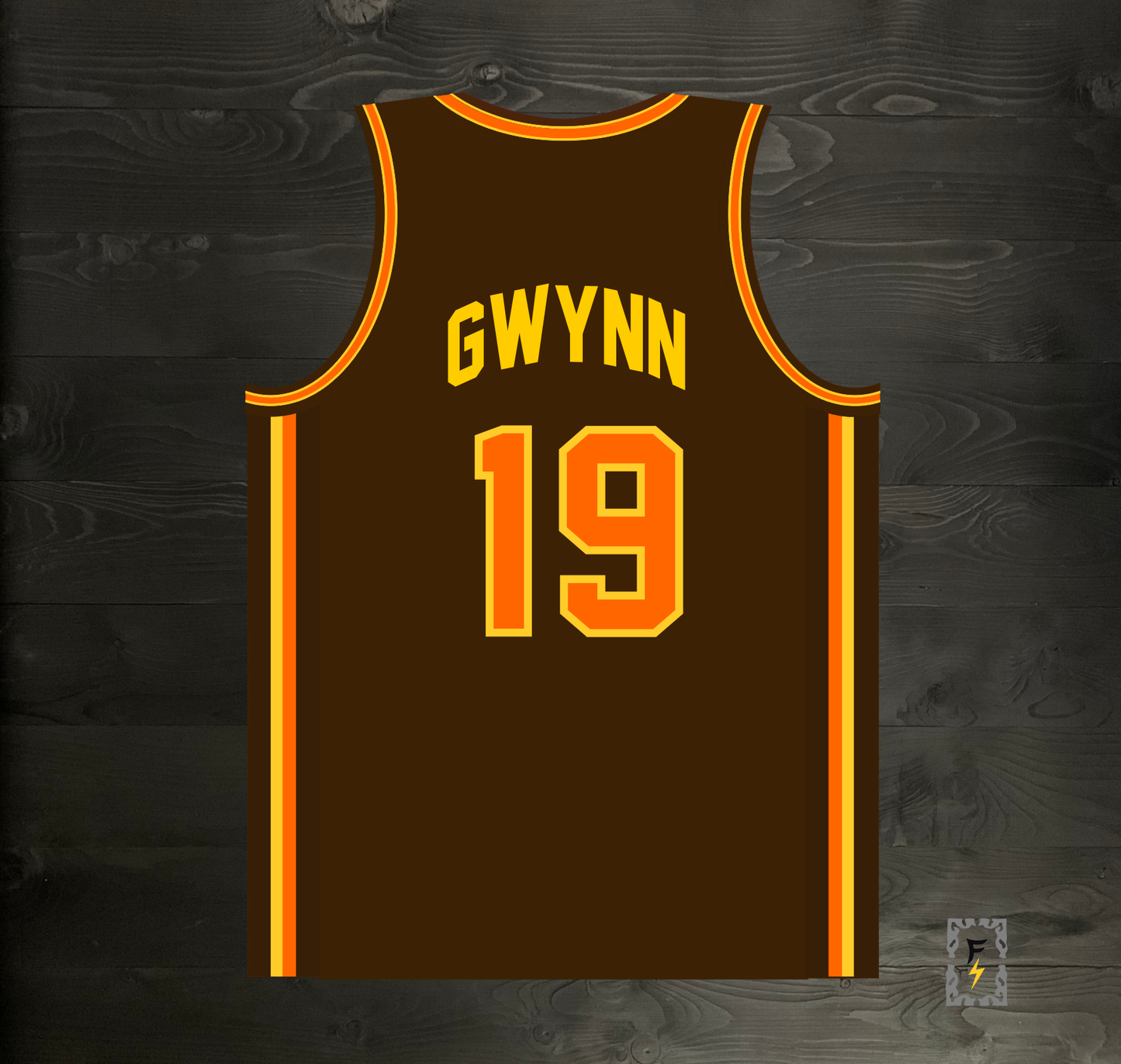 A-115m #19 Brown Yellow Orange Basketball Jersey - MADE TO ORDER