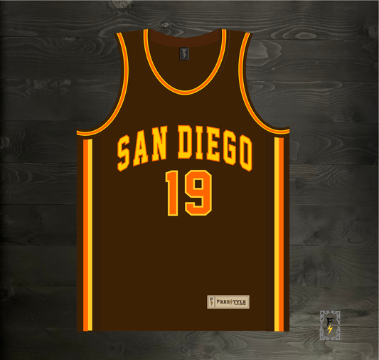A-115m #19 FAITHFUL Brown Yellow Orange Basketball Jersey - MADE TO ORDER