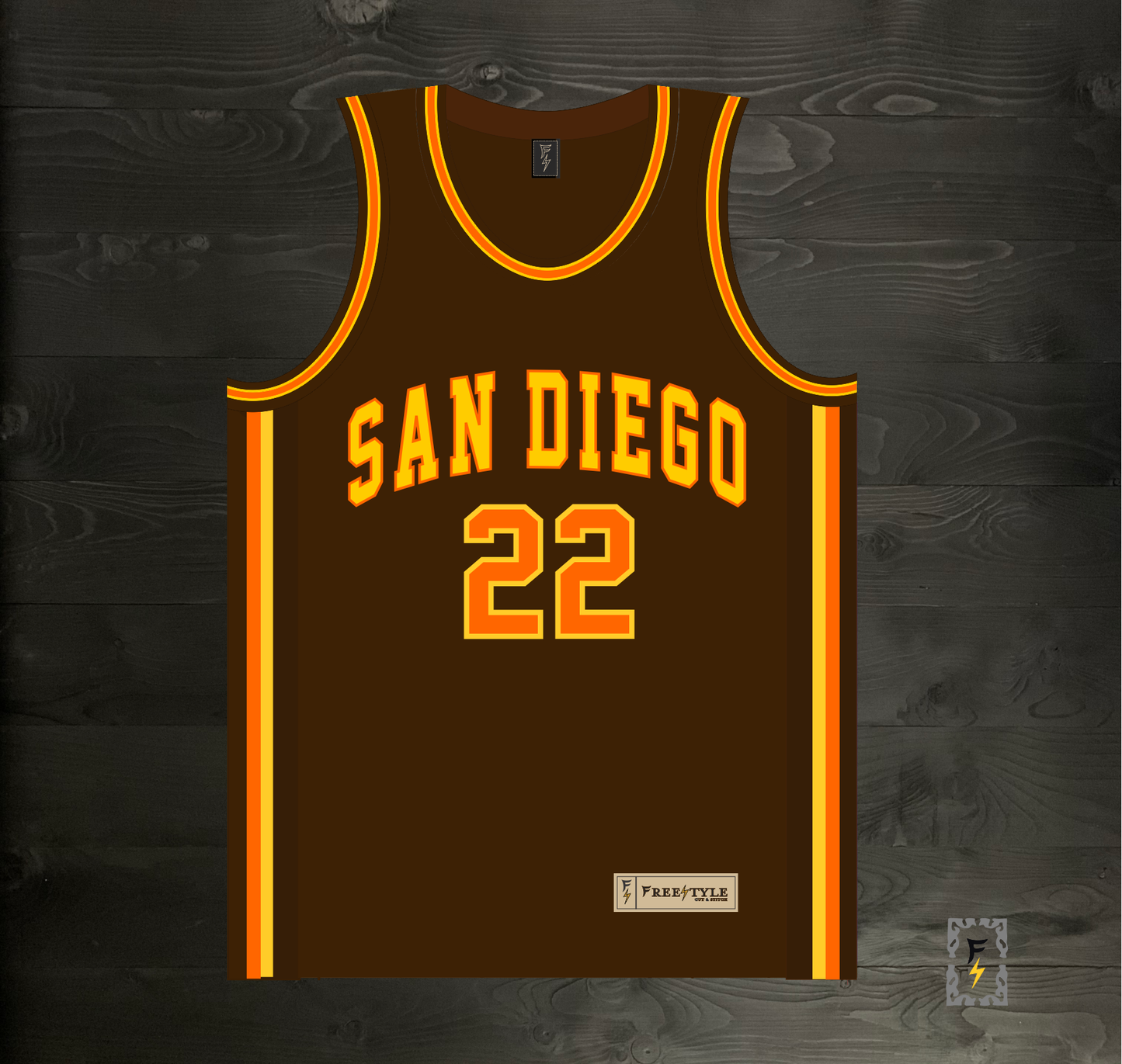 A-115m #22 Brown Yellow Orange Basketball Jersey - MADE TO ORDER